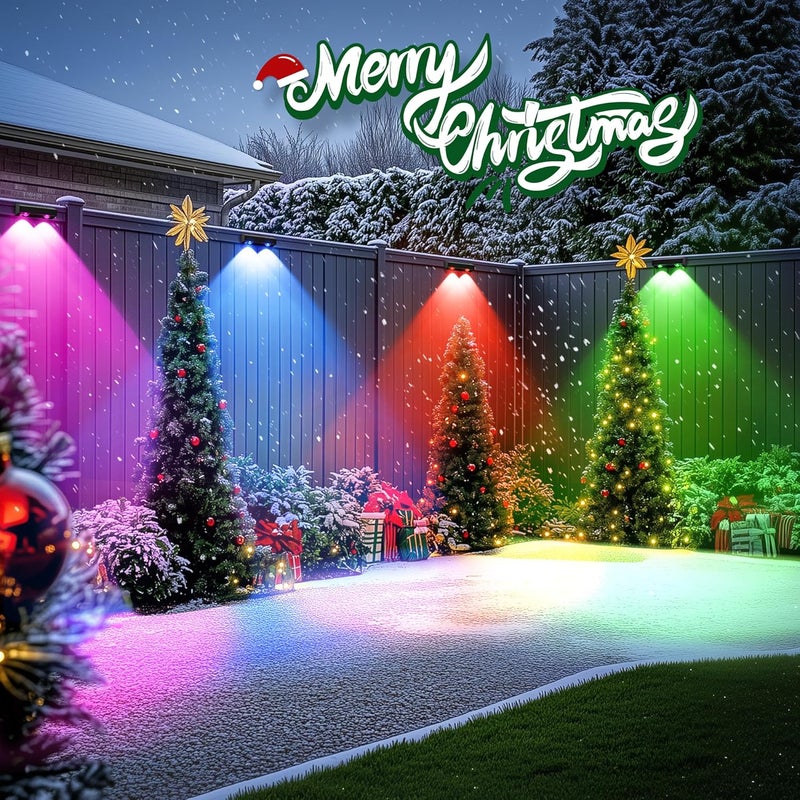 SOLPEX Solar Fence Lights Outdoor, 9 Fixed Colors ＆ Color Changing Fence Solar Lights Outdoor Waterproof IP65, LED Deck Lighting for Halloween Backyard Wall Step Patio Railing Pool Porch (8 Pack) - Image 2